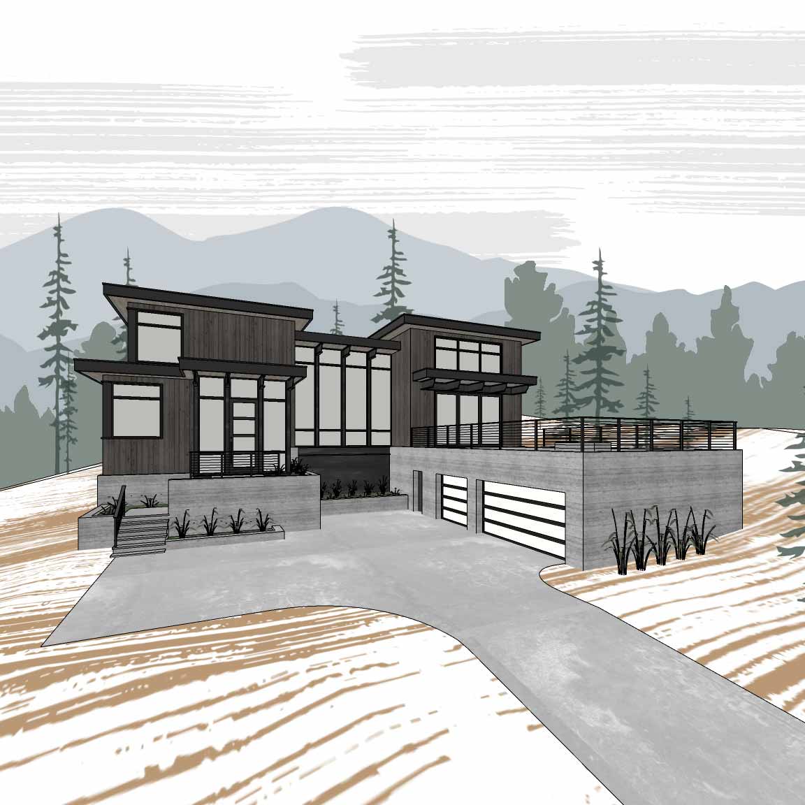 hedda arch new house construction model image created with software